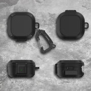 Wireless Earphones Silicone Case with Switch & Carabiner for Samsung Galaxy Buds Live / Buds2 / Buds Pro / Buds2 Pro(Black)
