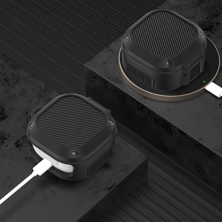 Wireless Earphones Silicone Case with Switch & Carabiner for Samsung Galaxy Buds Live / Buds2 / Buds Pro / Buds2 Pro(Black)