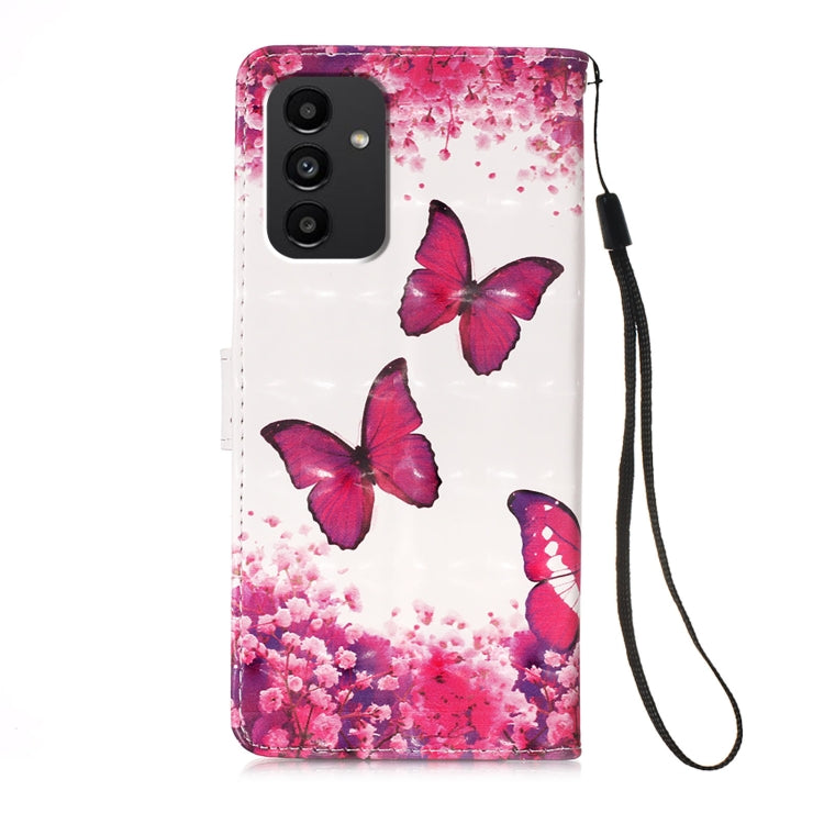 For Samsung Galaxy A34 5G 3D Painting Horizontal Flip Leather Phone Case(Rose Butterfly)