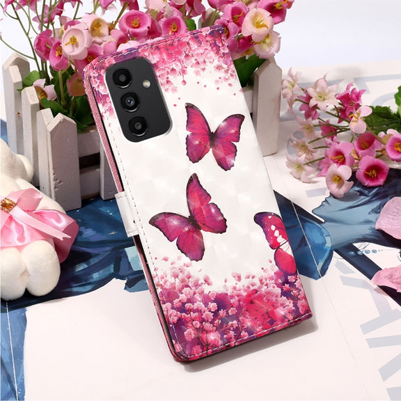 For Samsung Galaxy A34 5G 3D Painting Horizontal Flip Leather Phone Case(Rose Butterfly)