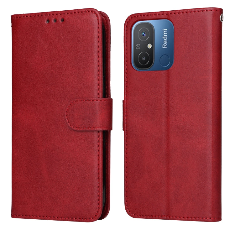 For Xiaomi Redmi 11A 4G/12C Classic Calf Texture Flip Leather Phone Case(Red)