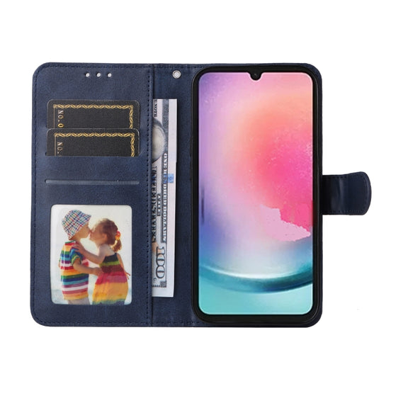 For Samsung Galaxy A24 4G Classic Calf Texture Flip Leather Phone Case(Blue)