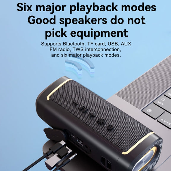 T&G TG375 Outdoor Portable LED Light RGB Wireless Bluetooth Speaker Subwoofer(Grey)