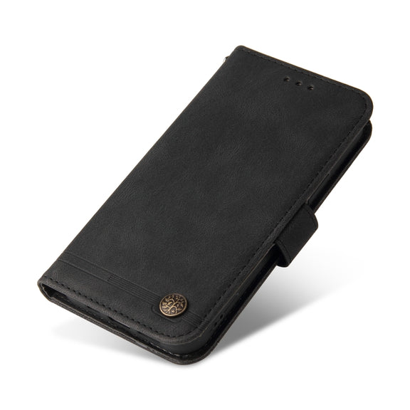 For Honor X9a/X40 5G/Magic5 Lite Skin Feel Life Tree Metal Button Leather Phone Case(Black)