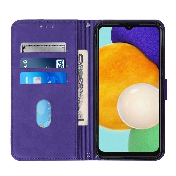 For Samsung Galaxy A34 5G Crossbody 3D Embossed Flip Leather Phone Case(Purple)