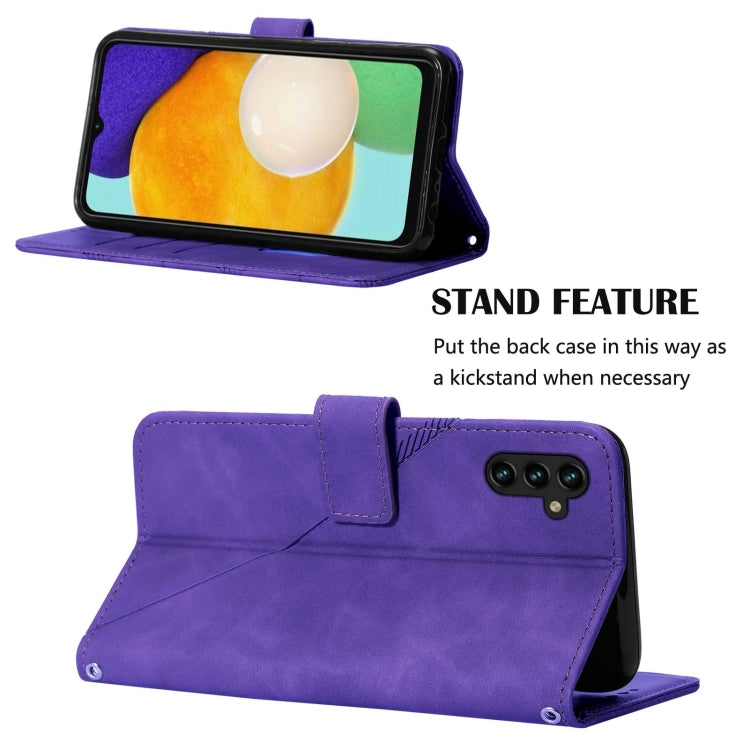For Samsung Galaxy A34 5G Crossbody 3D Embossed Flip Leather Phone Case(Purple)
