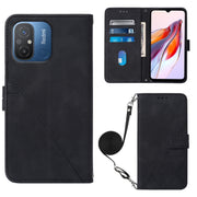 For Xiaomi Redmi 12C / Redmi 11A 4G Global Crossbody 3D Embossed Flip Leather Phone Case(Black)