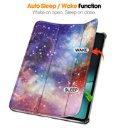 For OnePlus Pad Custer Painted 3-Fold Holder Smart Leather Tablet Case(Milky Way Nebula)