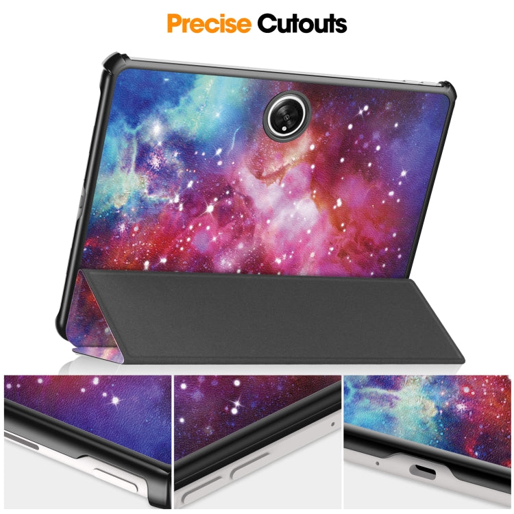 For OnePlus Pad Custer Painted 3-Fold Holder Smart Leather Tablet Case(Milky Way Nebula)