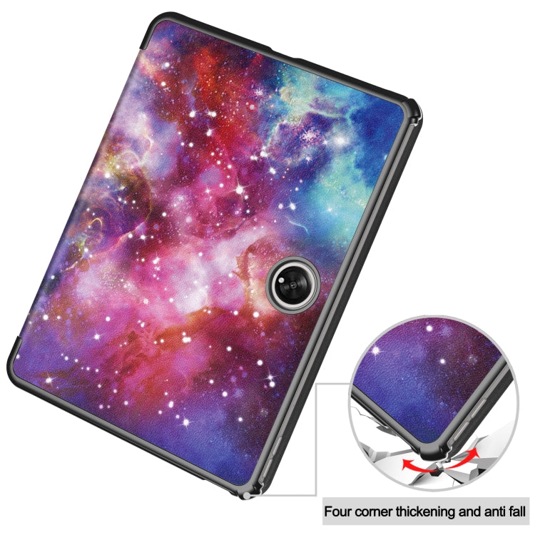 For OnePlus Pad Custer Painted 3-Fold Holder Smart Leather Tablet Case(Milky Way Nebula)