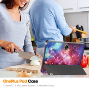 For OnePlus Pad Custer Painted 3-Fold Holder Smart Leather Tablet Case(Milky Way Nebula)