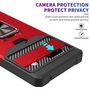 For Google Pixel 7a Camera Shield Card Slot Phone Case with Ring Holder(Black)