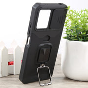 For Xiaomi Redmi Note 12 5G / Poco X5 Camera Shield Card Slot Phone Case with Ring Holder(Black)