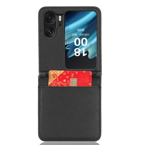 For OPPO Find N2 Flip Lambskin Leather Phone Case(Black)