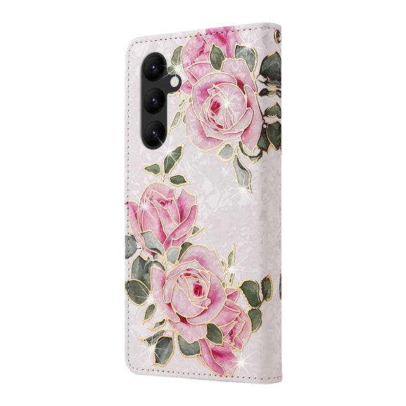 For Samsung Galaxy A34 5G Bronzing Painting RFID Leather Phone Case(Rose Flower)