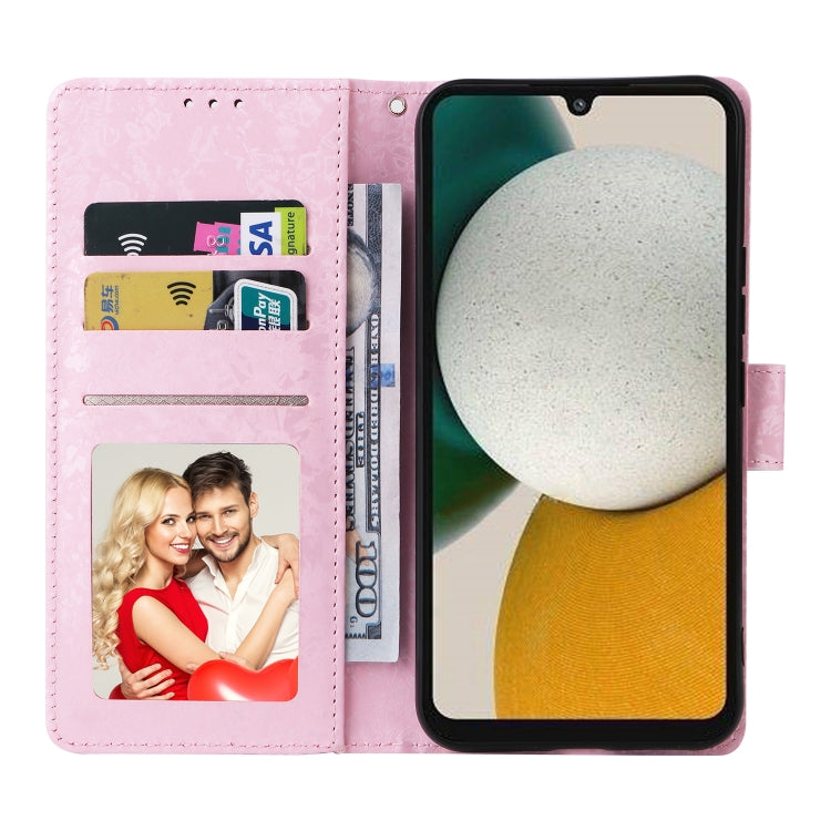 For Samsung Galaxy A34 5G Bronzing Painting RFID Leather Phone Case(Rose Flower)