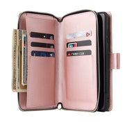 For Xiaomi Redmi Note 12 5G Global / Poco X5 9 Card Slots Zipper Wallet Bag Leather Phone Case(Rose Gold)