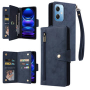 For Xiaomi Redmi Note 12 5G Global / Poco X5 Rivet Buckle 9 Cards Three Fold Leather Phone Case(Blue)