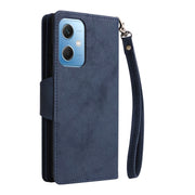 For Xiaomi Redmi Note 12 5G Global / Poco X5 Rivet Buckle 9 Cards Three Fold Leather Phone Case(Blue)