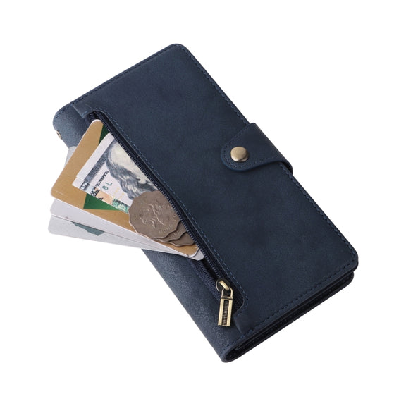 For Xiaomi Redmi Note 12 5G Global / Poco X5 Rivet Buckle 9 Cards Three Fold Leather Phone Case(Blue)