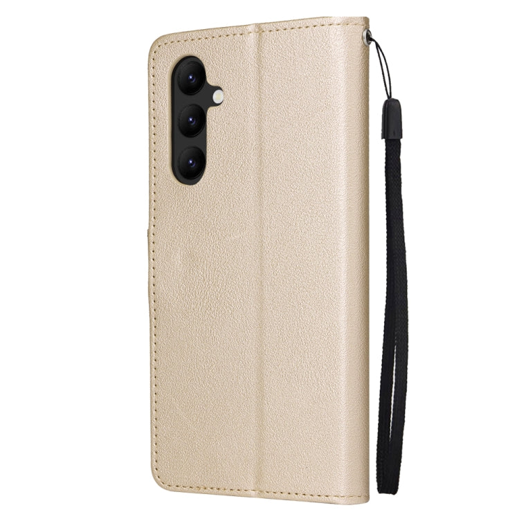 For Samsung Galaxy A34 3 Card Slots Multifunctional Leather Phone Case(Gold)