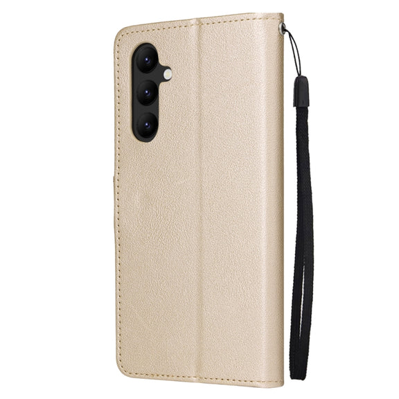 For Samsung Galaxy A34 3 Card Slots Multifunctional Leather Phone Case(Gold)