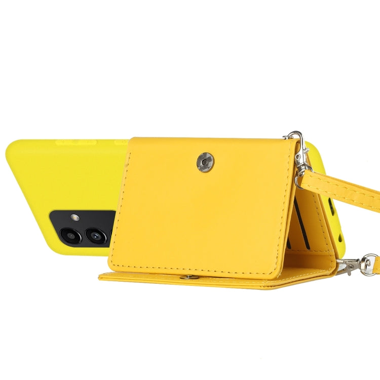 For Samsung Galaxy A14 5G Crossbody Lanyard Wallet Card Bag Phone Case(Yellow)