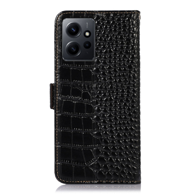 For Xiaomi Redmi Note 12 4G Global Crocodile Top Layer Cowhide Leather Phone Case(Black)