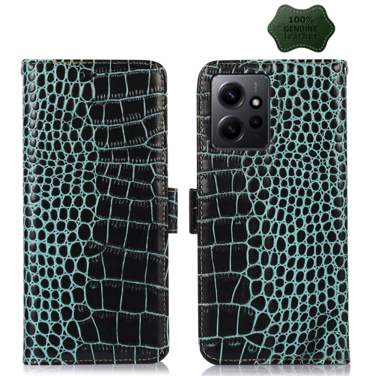 For Xiaomi Redmi Note 12 4G Global Crocodile Top Layer Cowhide Leather Phone Case(Green)