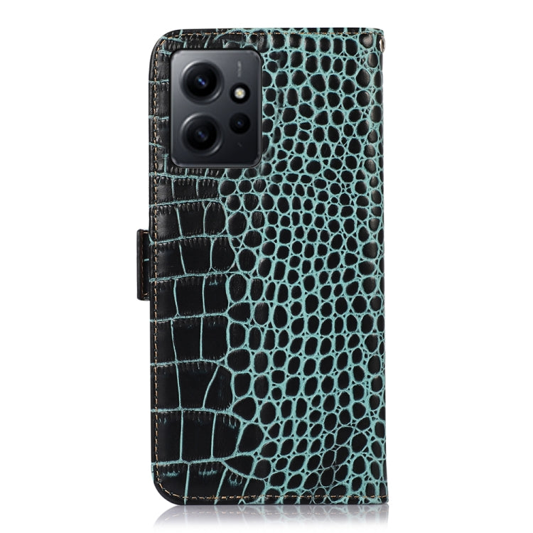 For Xiaomi Redmi Note 12 4G Global Crocodile Top Layer Cowhide Leather Phone Case(Green)