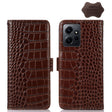 For Xiaomi Redmi Note 12 4G Global Crocodile Top Layer Cowhide Leather Phone Case(Brown) - Note 12 Cases by PMC TechLife | Online Shopping South Africa | PMC TechLife
