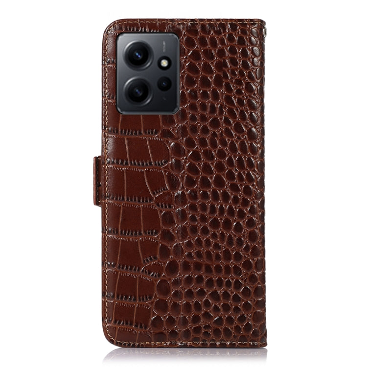 For Xiaomi Redmi Note 12 4G Global Crocodile Top Layer Cowhide Leather Phone Case(Brown)
