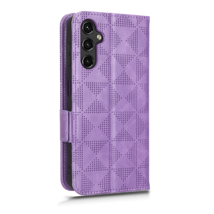 For Samsung Galaxy A14 5G Symmetrical Triangle Leather Phone Case(Purple)