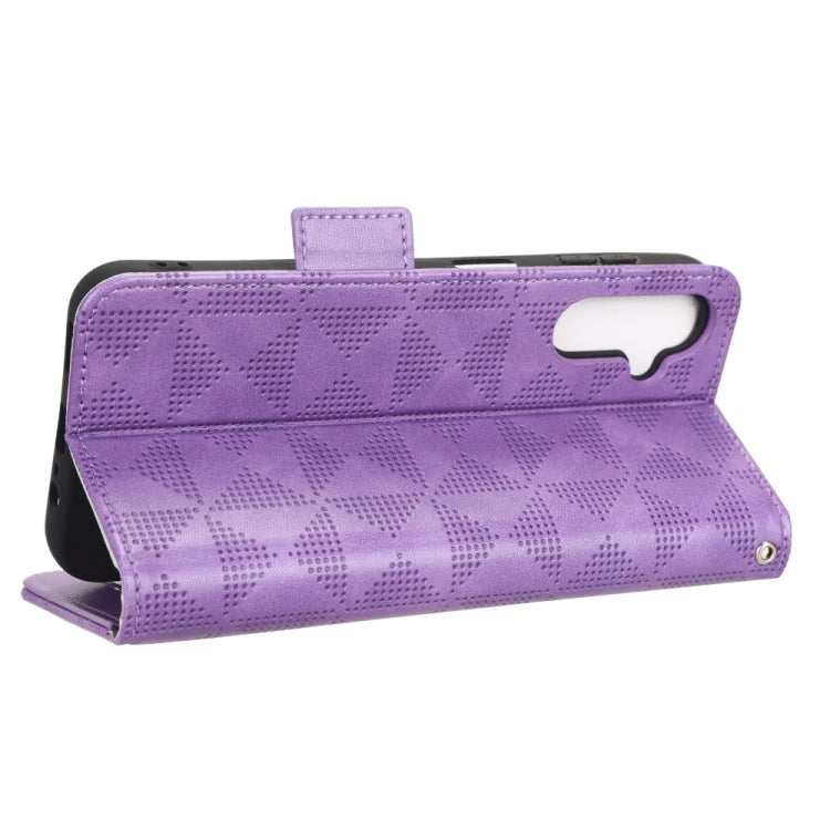 For Samsung Galaxy A14 5G Symmetrical Triangle Leather Phone Case(Purple)