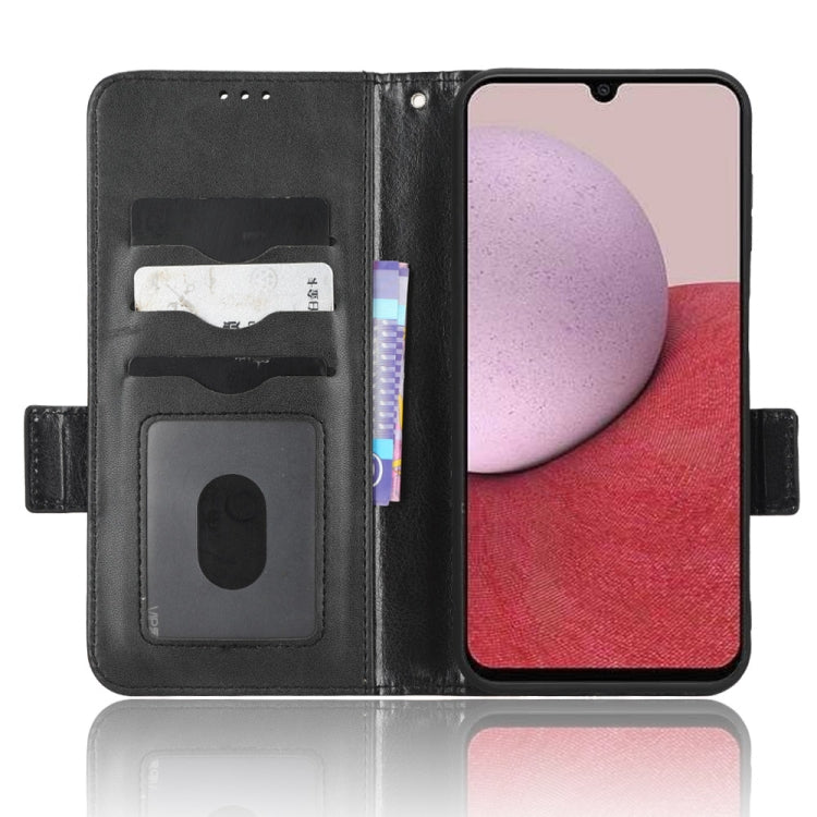 For Samsung Galaxy A24 4G Symmetrical Triangle Leather Phone Case(Black)