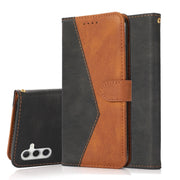 For Samsung Galaxy A14 / A04s Dual-color Stitching Leather Phone Case(Black Brown)
