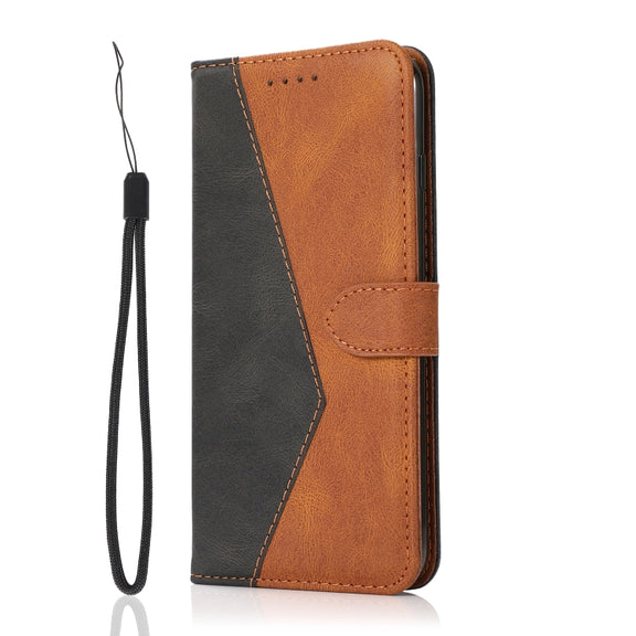 For Samsung Galaxy A14 / A04s Dual-color Stitching Leather Phone Case(Black Brown)