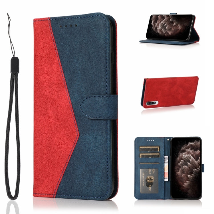 For Samsung Galaxy A50 / A30s / A50s Dual-color Stitching Leather Phone Case(Red Blue)