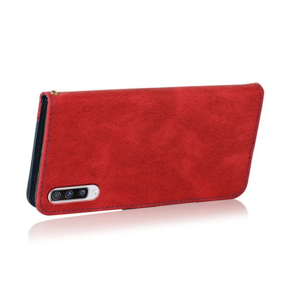 For Samsung Galaxy A50 / A30s / A50s Dual-color Stitching Leather Phone Case(Red Blue)