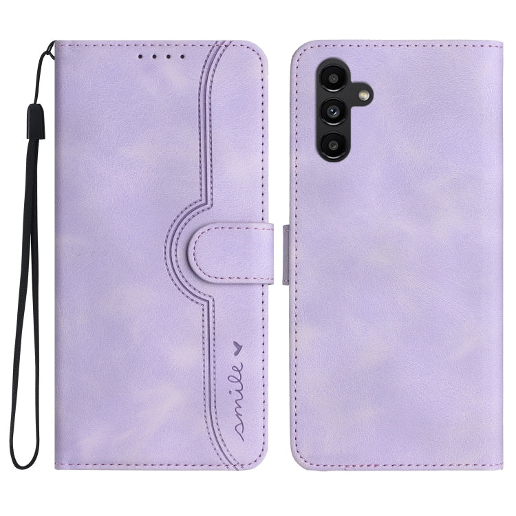 For Samsung Galaxy A34 5G Heart Pattern Skin Feel Leather Phone Case(Purple)