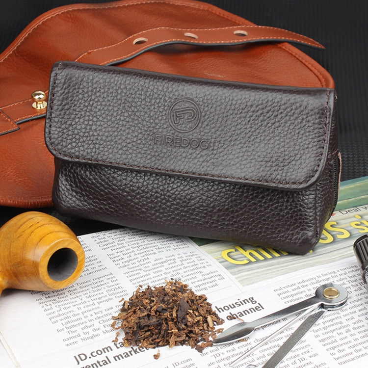 FIREDOG CL07 Portable Handcrafted Cowhide Double Pipe Bag(Black)
