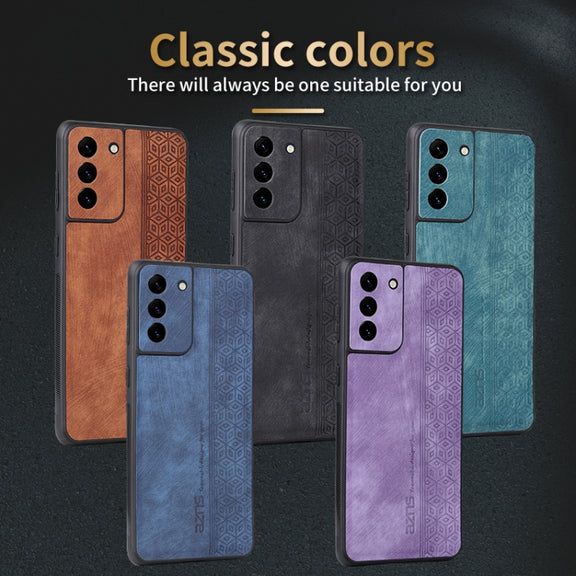 For Samsung Galaxy S21+ 5G AZNS 3D Embossed Skin Feel Phone Case(Brown)