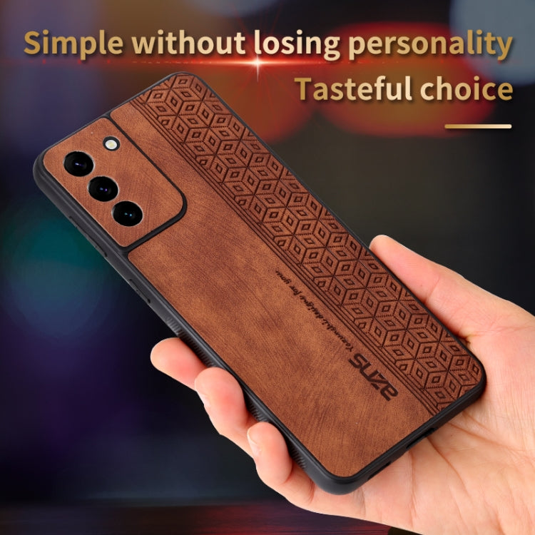 For Samsung Galaxy S21+ 5G AZNS 3D Embossed Skin Feel Phone Case(Brown)