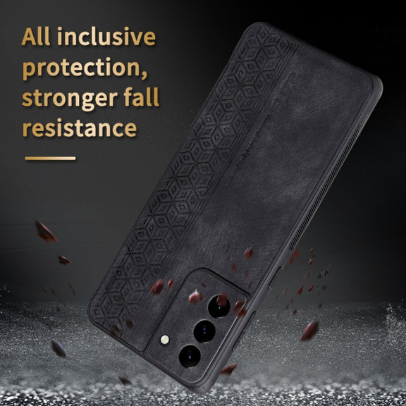 For Samsung Galaxy S21+ 5G AZNS 3D Embossed Skin Feel Phone Case(Brown)