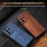 For Samsung Galaxy S21 Ultra 5G AZNS 3D Embossed Skin Feel Phone Case(Brown)
