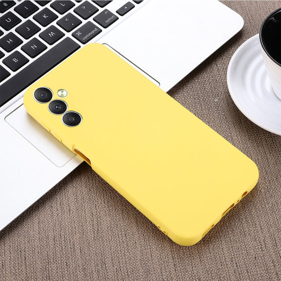 For Samsung Galaxy A24 4G Pure Color Liquid Silicone Shockproof Phone Case(Yellow)