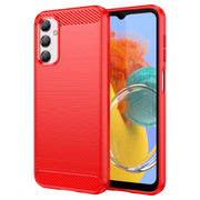 For Samsung Galaxy M14 5G Brushed Texture Carbon Fiber TPU Phone Case(Red)