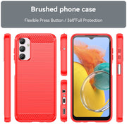 For Samsung Galaxy M14 5G Brushed Texture Carbon Fiber TPU Phone Case(Red)