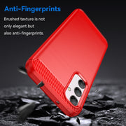 For Samsung Galaxy M14 5G Brushed Texture Carbon Fiber TPU Phone Case(Red)