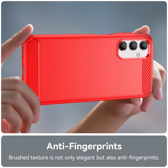 For Samsung Galaxy M14 5G Brushed Texture Carbon Fiber TPU Phone Case(Red)